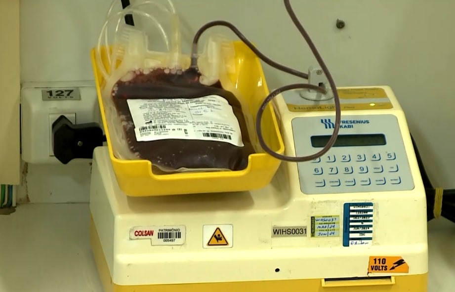 Imagem de bolsa de sangue.