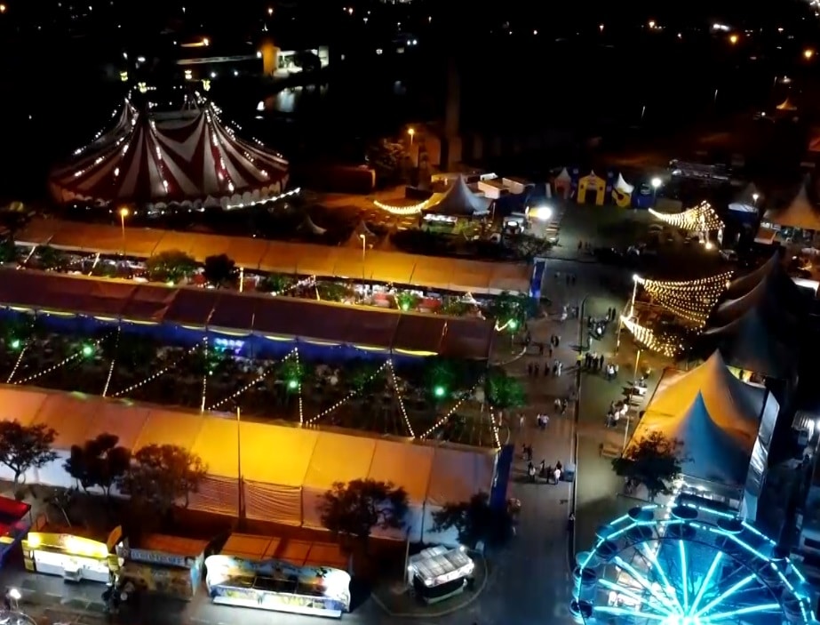 Imagem a&eacute;rea da festa julina de Sorocaba.