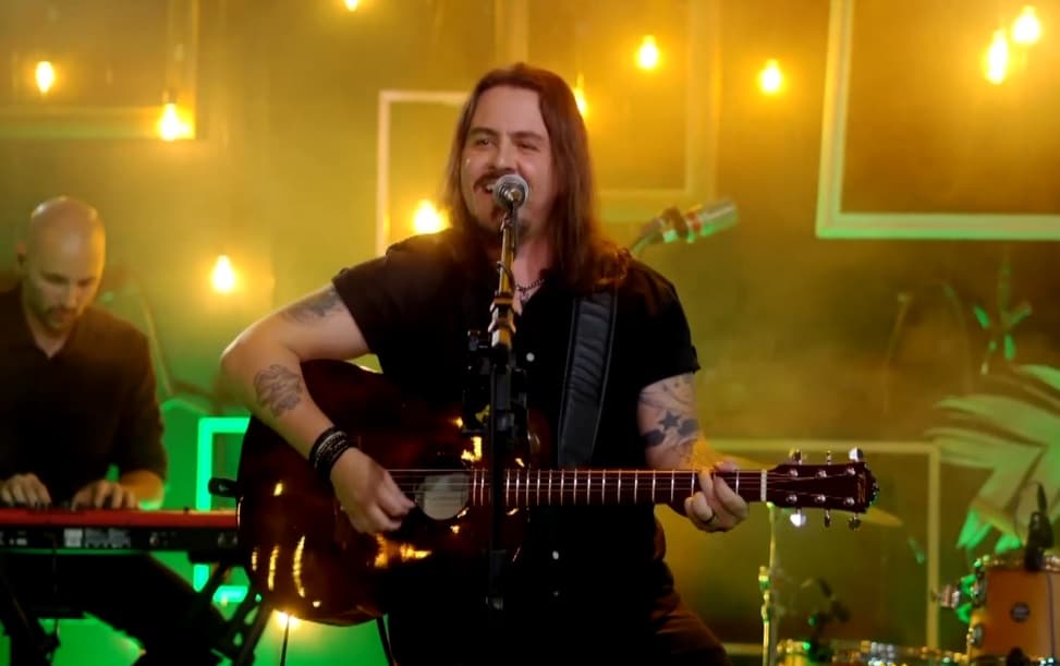 Cantor cantando em show.