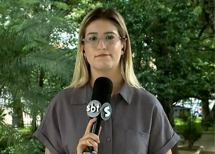 Rep&oacute;rter Nicole Bonentti falando sobre os casos de viol&ecirc;ncia dom&eacute;stica em Sorocaba.
