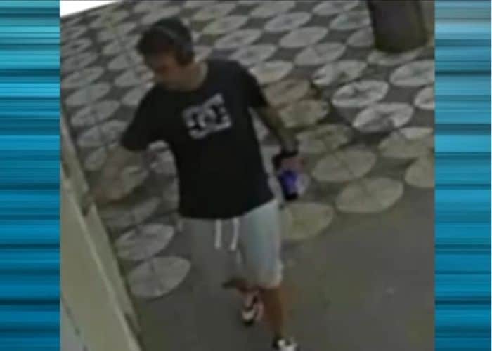 Imagem de Bruno Monteiro capturada por c&acirc;mera de seguran&ccedil;a.