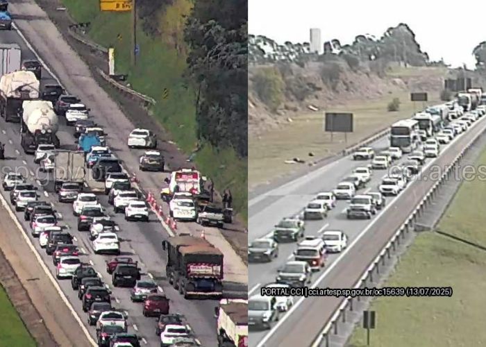 Colisão entre carro e moto provoca capotamento e congestionamento em Itu