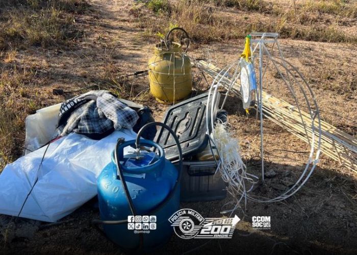Imagem de itens utilizados na soltura de bal&otilde;es