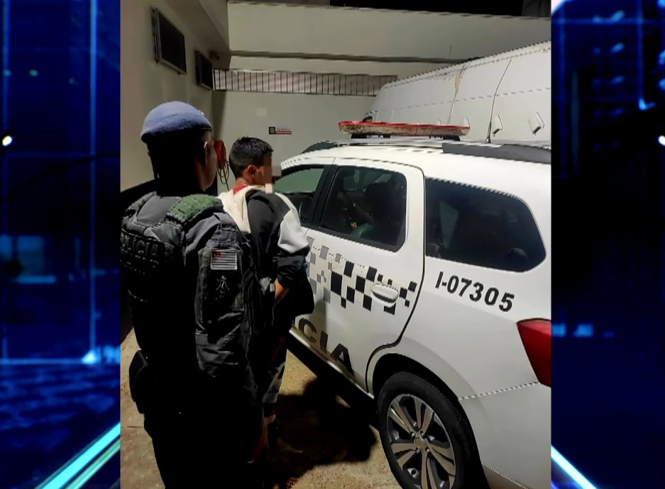 Homem sendo preso.