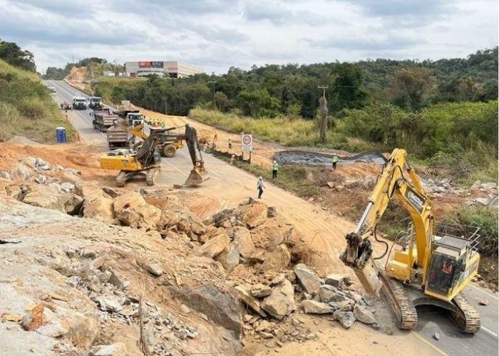 Imagem do desmonte de rocha em S&atilde;o Roque