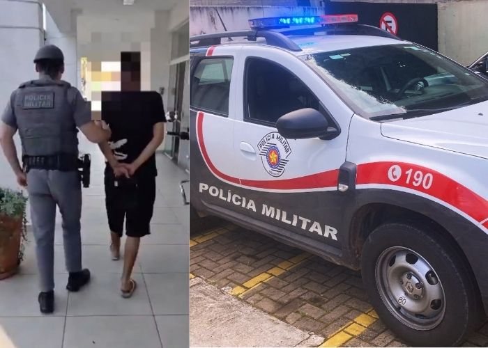 imagem preso e carro de policia