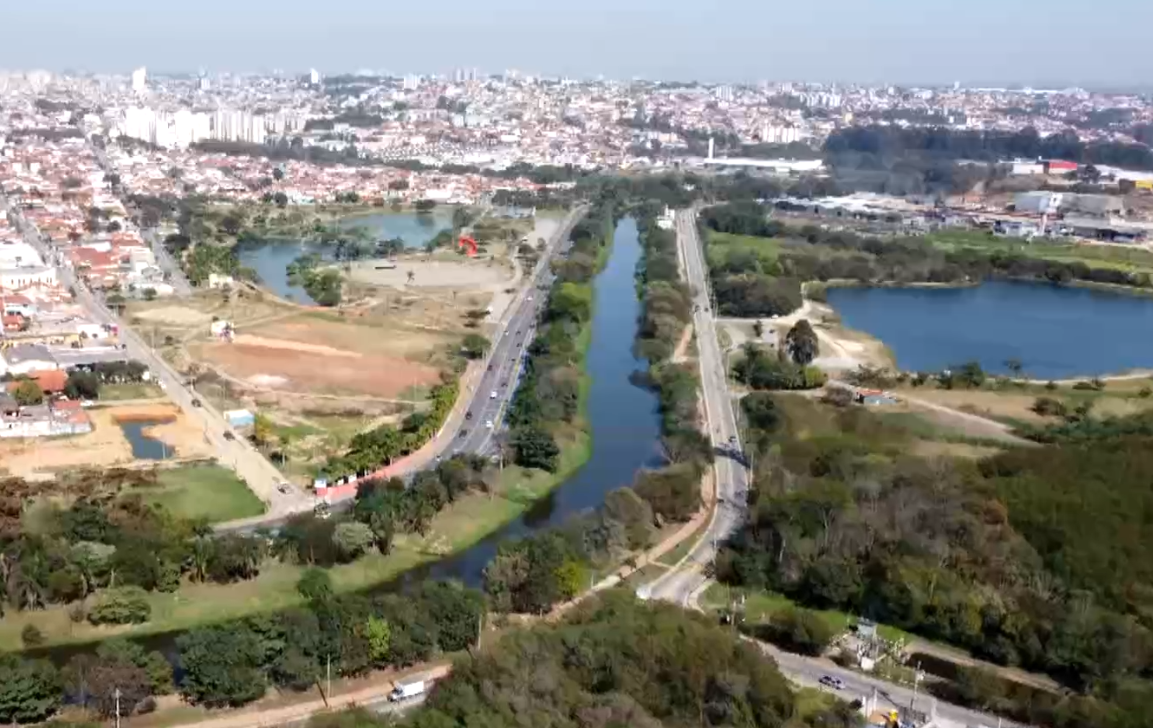 Imagem a&eacute;rea do Parque das &Aacute;guas, em Sorocaba.