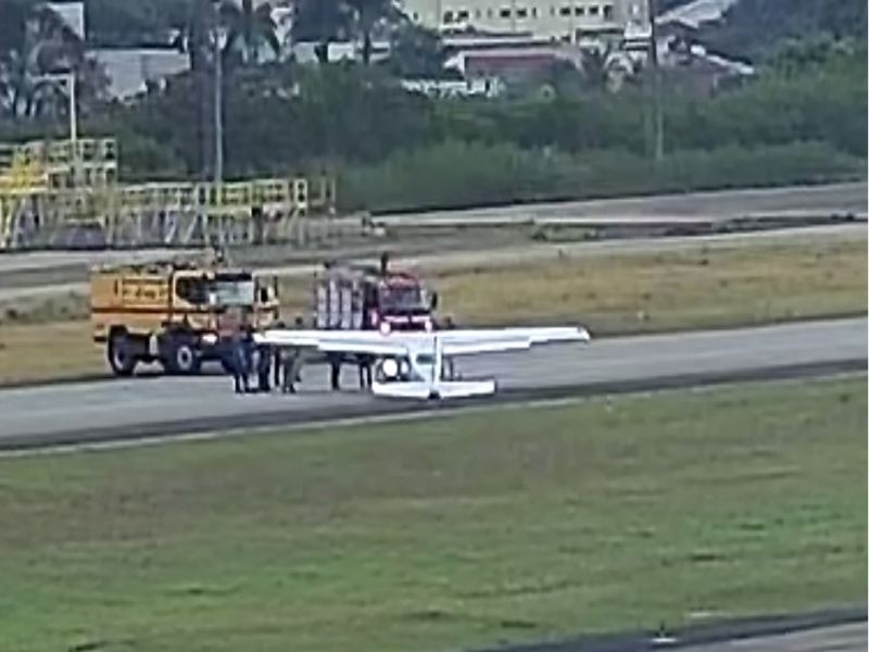 Aeroporto de Sorocaba fica fechado após avião pousar sem trem de pouso acionado